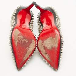 Pre Owned Christian Louboutin Black Leather Pigalle Spikes Pumps Size 37