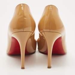 Pre Owned Christian Louboutin Beige Patent Leather Pigalle Pumps Size 40