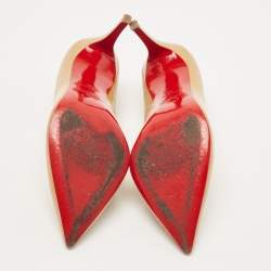 Pre Owned Christian Louboutin Beige Patent Leather Pigalle Pumps Size 40