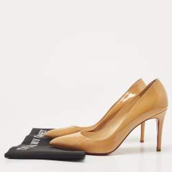Pre Owned Christian Louboutin Beige Patent Leather Pigalle Pumps Size 40