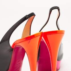 مملوكة مسبقًا Christian Louboutin Multicolor Patent Leather Lady Peep Sling Pumps Size 39