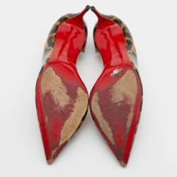 Pre Owned Christian Louboutin Brown Leopard Print Patent Leather Iriza Pointed Toe D'orsay Pumps Size 37.5