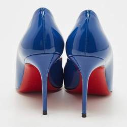 مملوكة مسبقًا Christian Louboutin Blue Patent Leather Pigalle Pointed Toe Pumps Size 38.5