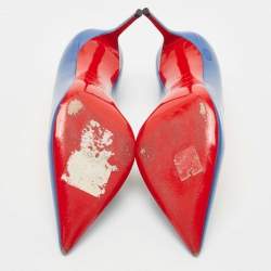 مملوكة مسبقًا Christian Louboutin Blue Patent Leather Pigalle Pointed Toe Pumps Size 38.5