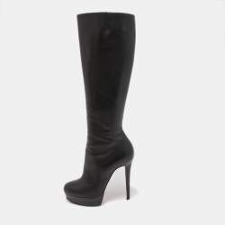 Christian Louboutin Black Leather Bianca Botta Knee High Boots ...