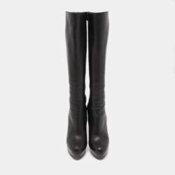 Pre Owned Christian Louboutin Black Leather Bianca Botta Knee High Boots Size 37