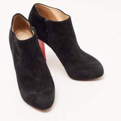 Pre Owned Christian Louboutin Black Suede Vicky Booties Size 37