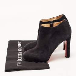 Pre Owned Christian Louboutin Black Suede Vicky Booties Size 37