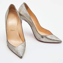 Christian Louboutin Metallic Watersnake Leather Pumps Size 38