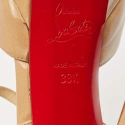 Pre Owned Christian Louboutin Beige Leather Top Gamine Sandals Size 38.5