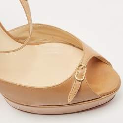Pre Owned Christian Louboutin Beige Leather Top Gamine Sandals Size 38.5