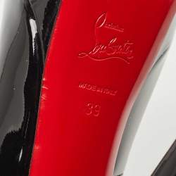 Pre Owned Christian Louboutin Black Patent Leather Zeppa Peep Toe Pumps Size 39