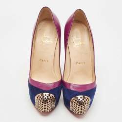 Christian Louboutin Purple Suede and Leather Maggie Platform Pumps Size 36.5
