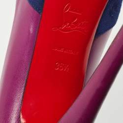 Christian Louboutin Purple Suede and Leather Maggie Platform Pumps Size 36.5
