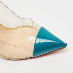 Christian Louboutin Pink/Green Patent Leather and PVC Debout Pointed Toe Pumps Size 38.5