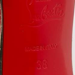 Pre Owned Christian Louboutin Gold Textured Leather Aribak Bow Sandals Size 38