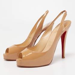 Christian Louboutin Beige Patent Leather Private Number Sandals Size 39