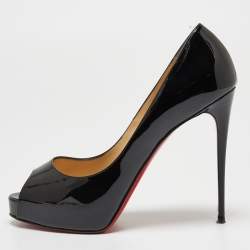 Pre Owned Christian Louboutin Black Patent Leather New Prive Pumps Size 38.5