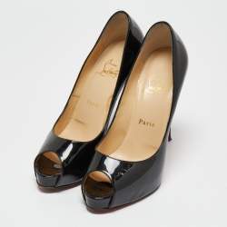 Pre Owned Christian Louboutin Black Patent Leather New Prive Pumps Size 38.5