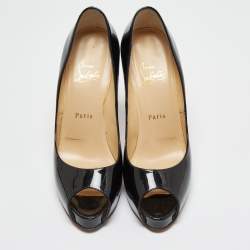Pre Owned Christian Louboutin Black Patent Leather New Prive Pumps Size 38.5