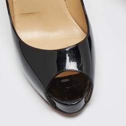 Pre Owned Christian Louboutin Black Patent Leather New Prive Pumps Size 38.5