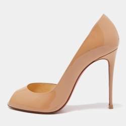 Pre Owned Christian Louboutin Beige Patent Leather Demi You Pumps Size 38
