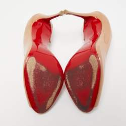 Pre Owned Christian Louboutin Beige Patent Leather Demi You Pumps Size 38