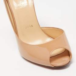 Pre Owned Christian Louboutin Beige Patent Leather Demi You Pumps Size 38