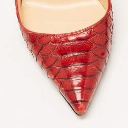 Pre Owned Christian Louboutin Red Python So Kate Pointed Toe Pumps Size 36.5