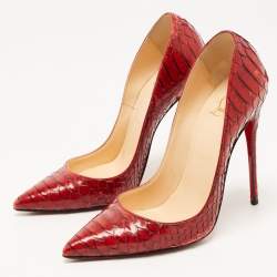Pre Owned Christian Louboutin Red Python So Kate Pointed Toe Pumps Size 36.5