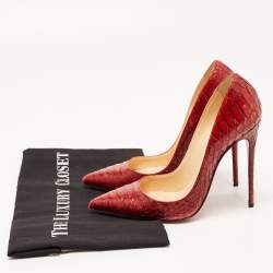 Pre Owned Christian Louboutin Red Python So Kate Pointed Toe Pumps Size 36.5