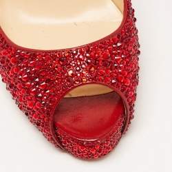 Pre Owned Christian Louboutin Red Leather Strass Very Prive Pumps Size 37.5 