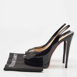 Pre Owned Christian Louboutin Black Patent Leather Private Number Pumps Size 39
