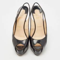 Pre Owned Christian Louboutin Black Patent Leather Private Number Pumps Size 39