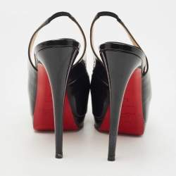 Pre Owned Christian Louboutin Black Patent Leather Private Number Pumps Size 39