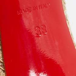 مملوكة مسبقًا Christian Louboutin Beige Lace and Embossed Python Leather Pigalle Follies Pumps Size 38