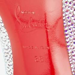 Pre Owned Christian Louboutin Metallic Two Tone Leather Kate Strass Pumps Size 38