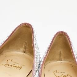 Pre Owned Christian Louboutin Metallic Two Tone Leather Kate Strass Pumps Size 38