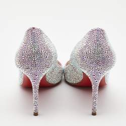 Pre Owned Christian Louboutin Metallic Two Tone Leather Kate Strass Pumps Size 38