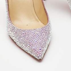 Pre Owned Christian Louboutin Metallic Two Tone Leather Kate Strass Pumps Size 38