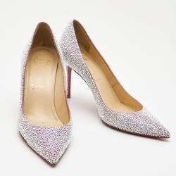 Pre Owned Christian Louboutin Metallic Two Tone Leather Kate Strass Pumps Size 38