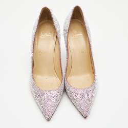 Pre Owned Christian Louboutin Metallic Two Tone Leather Kate Strass Pumps Size 38
