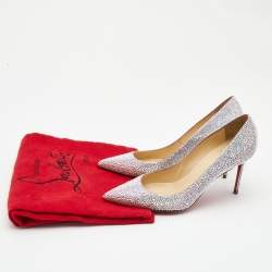 Pre Owned Christian Louboutin Metallic Two Tone Leather Kate Strass Pumps Size 38