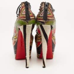 Christian Louboutin Multicolor/Black Python and Leather Zoulou Pumps Size 37.5