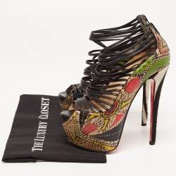 Christian Louboutin Multicolor/Black Python and Leather Zoulou Pumps Size 37.5