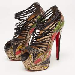 Christian Louboutin Multicolor Black Python and Leather Zoulou