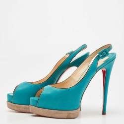 Christian Louboutin Blue Leather Palais Royal Trepointe Pumps Size 40