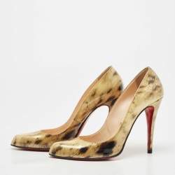 مملوكة مسبقًا Christian Louboutin Two Tone Animal Print Patent Leather Pumps Size 38.5
