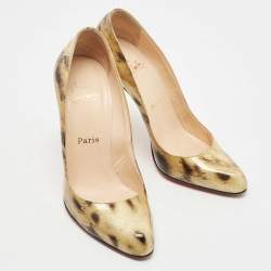 مملوكة مسبقًا Christian Louboutin Two Tone Animal Print Patent Leather Pumps Size 38.5