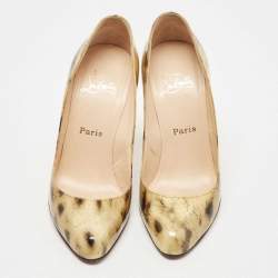 مملوكة مسبقًا Christian Louboutin Two Tone Animal Print Patent Leather Pumps Size 38.5